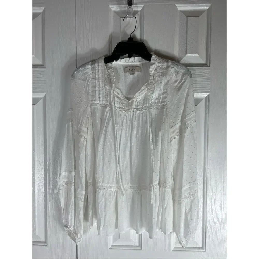 Loft Womens White Blouse Size Small